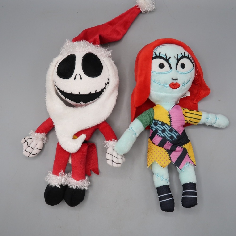 Disney Jack Skellington & Sally Nightmare Before Christmas 10" Plush Santa Suit